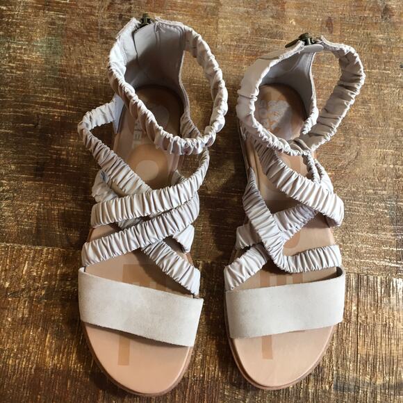 Sorel Ella II Crossover Sandal Tan Womens 10 Leather Strap Flat Gladiator Ruched - Picture 4 of 8